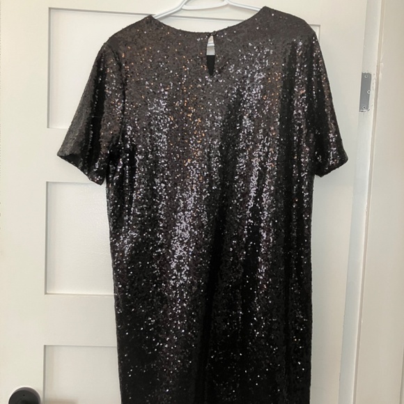 Gap black sequin mini shift dress size Large - Picture 2 of 4